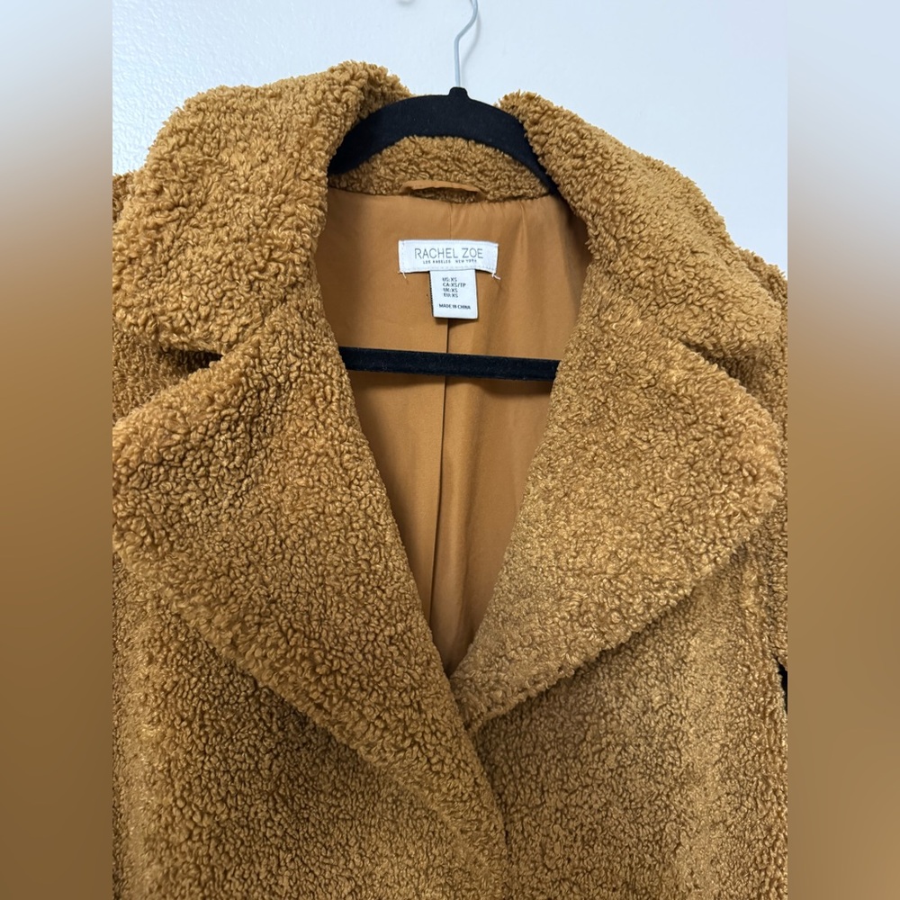 Rachel’s Zoe Women's tan long button up Teddy/sherpa Coat - Picture 2 of 10